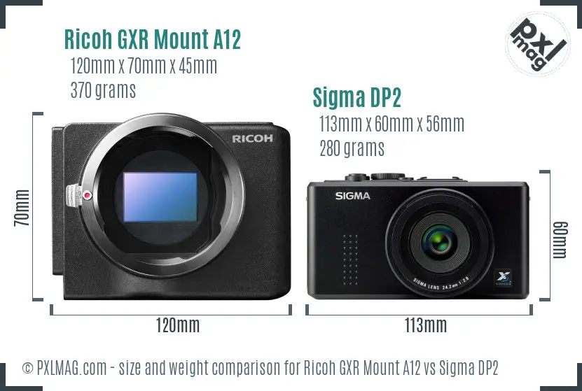 Ricoh GXR Mount A12 vs Sigma DP2 size comparison