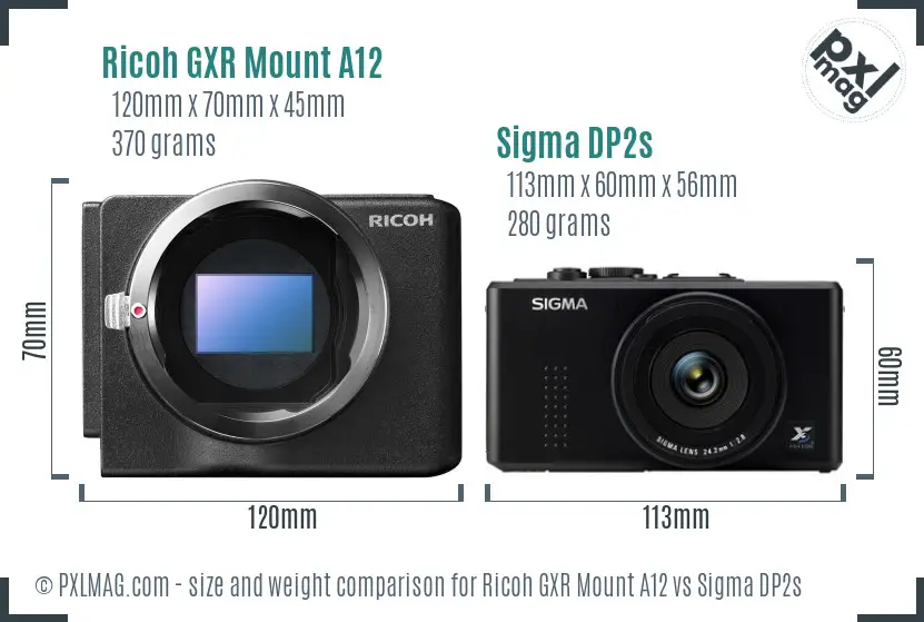 Ricoh GXR Mount A12 vs Sigma DP2s size comparison