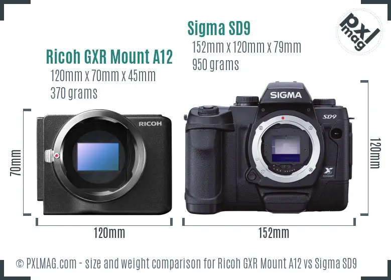 Ricoh GXR Mount A12 vs Sigma SD9 size comparison