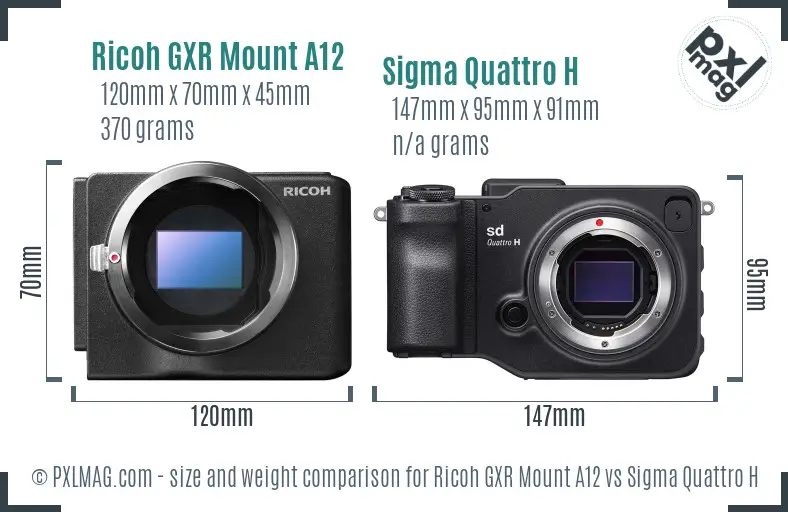 Ricoh GXR Mount A12 vs Sigma Quattro H size comparison