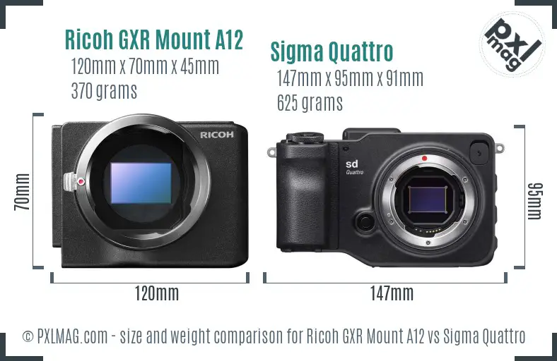 Ricoh GXR Mount A12 vs Sigma Quattro size comparison