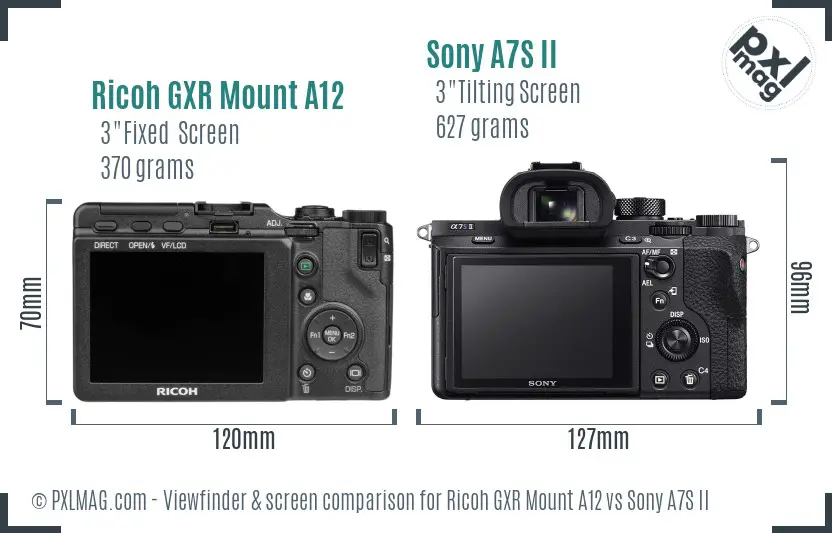 Ricoh GXR Mount A12 vs Sony A7S II Screen and Viewfinder comparison