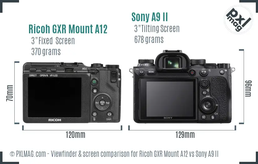 Ricoh GXR Mount A12 vs Sony A9 II Screen and Viewfinder comparison