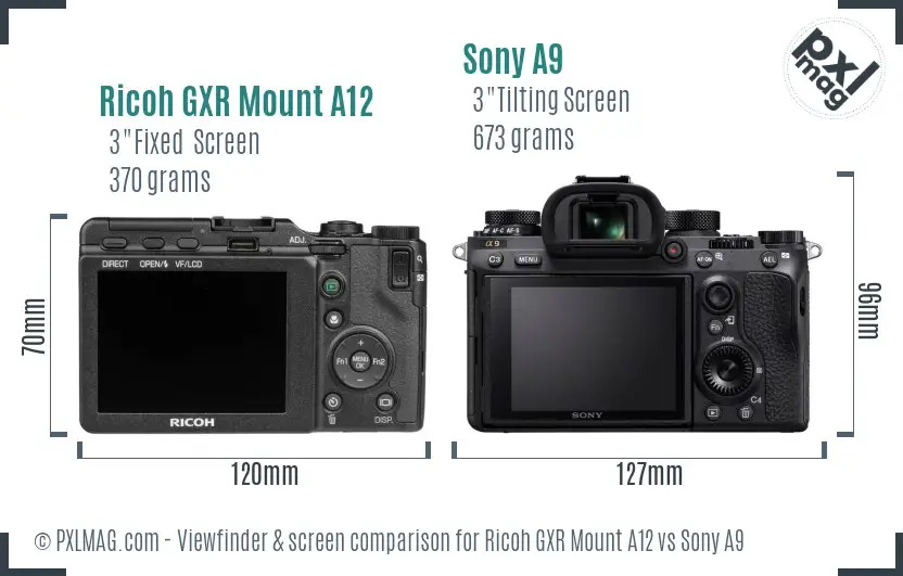 Ricoh GXR Mount A12 vs Sony A9 Screen and Viewfinder comparison