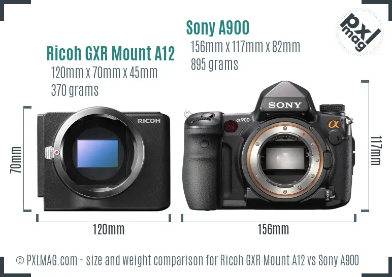 Ricoh GXR Mount A12 vs Sony A900 size comparison