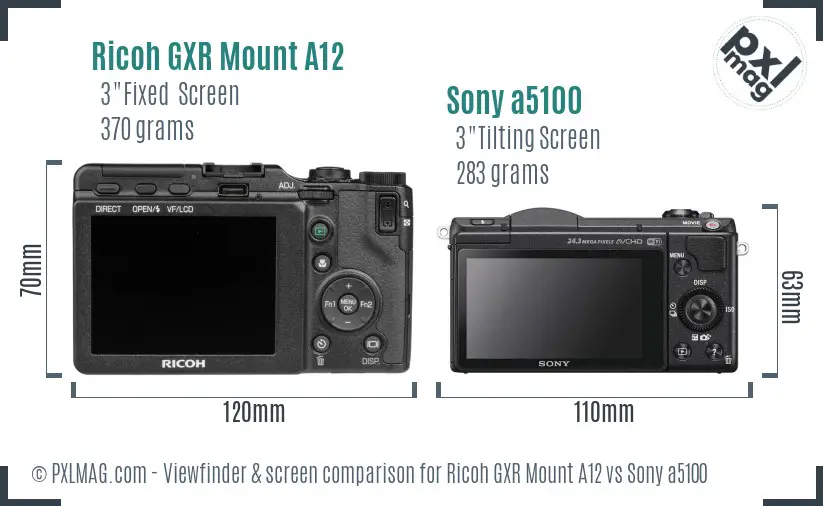 Ricoh GXR Mount A12 vs Sony a5100 Screen and Viewfinder comparison
