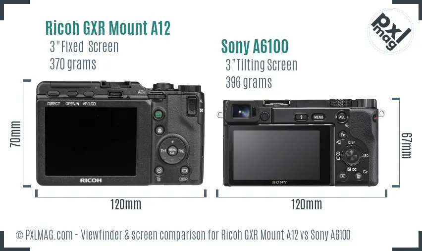 Ricoh GXR Mount A12 vs Sony A6100 Screen and Viewfinder comparison