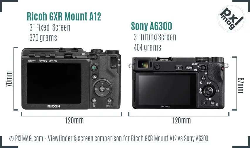 Ricoh GXR Mount A12 vs Sony A6300 Screen and Viewfinder comparison