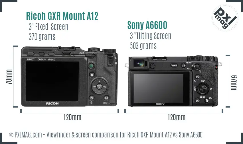 Ricoh GXR Mount A12 vs Sony A6600 Screen and Viewfinder comparison