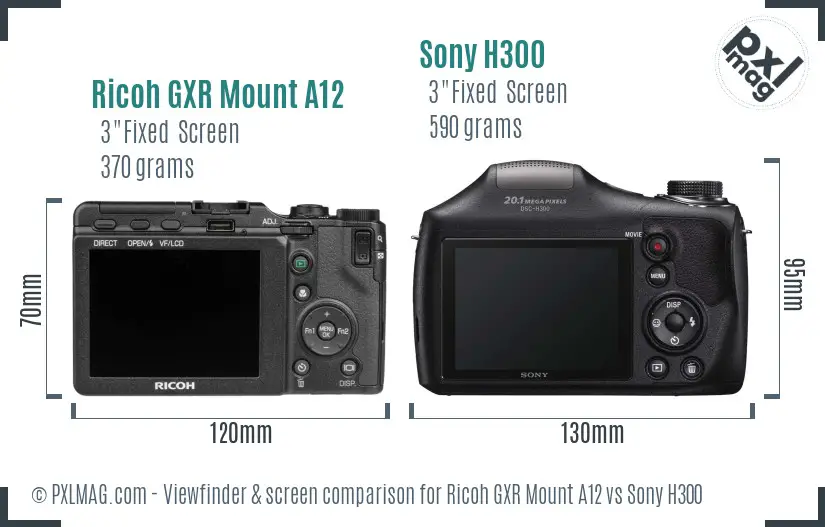 Ricoh GXR Mount A12 vs Sony H300 Screen and Viewfinder comparison