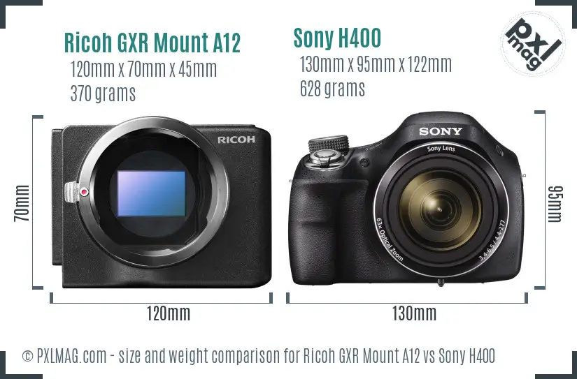 Ricoh GXR Mount A12 vs Sony H400 size comparison Ricoh GXR Mount A12 vs Sony H400 size comparison
