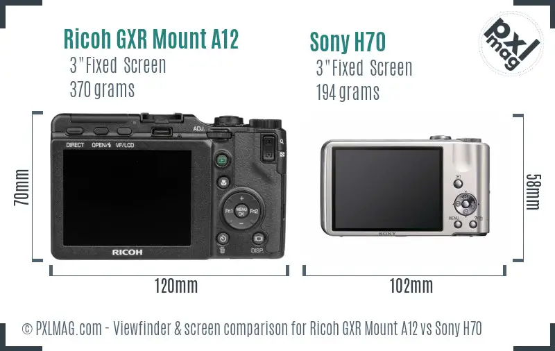 Ricoh GXR Mount A12 vs Sony H70 Screen and Viewfinder comparison