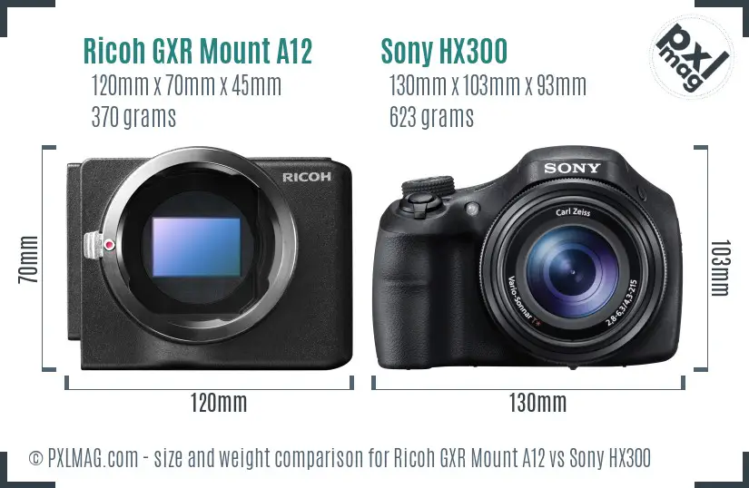 Ricoh GXR Mount A12 vs Sony HX300 size comparison Ricoh GXR Mount A12 vs Sony HX300 size comparison