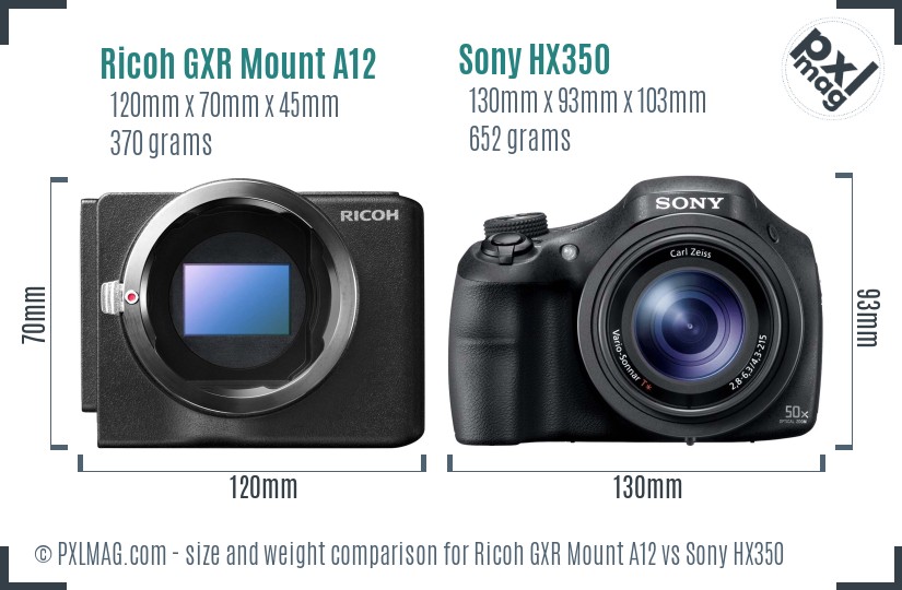 Ricoh GXR Mount A12 vs Sony HX350 size comparison Ricoh GXR Mount A12 vs Sony HX350 size comparison