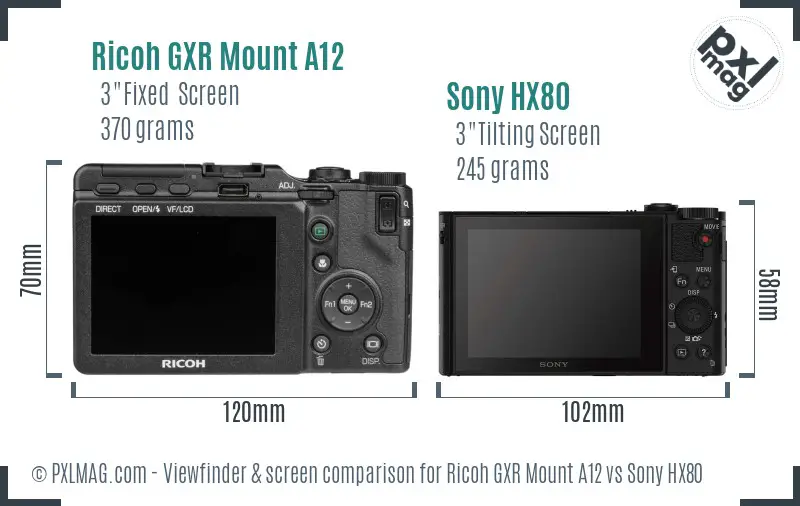 Ricoh GXR Mount A12 vs Sony HX80 Screen and Viewfinder comparison Ricoh GXR Mount A12 vs Sony HX80 Screen and Viewfinder comparison