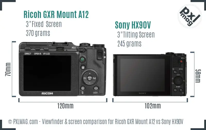 Ricoh GXR Mount A12 vs Sony HX90V Screen and Viewfinder comparison