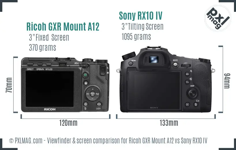 Ricoh GXR Mount A12 vs Sony RX10 IV Screen and Viewfinder comparison