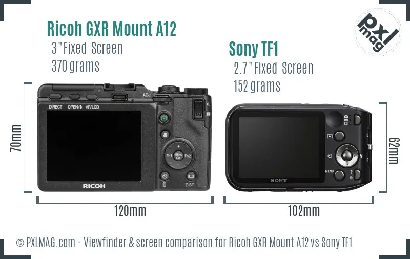 Ricoh GXR Mount A12 vs Sony TF1 Screen and Viewfinder comparison