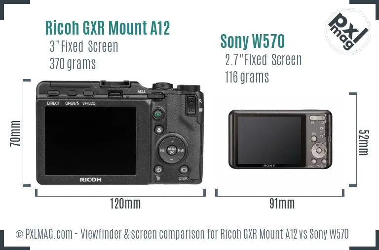 Ricoh GXR Mount A12 vs Sony W570 Screen and Viewfinder comparison