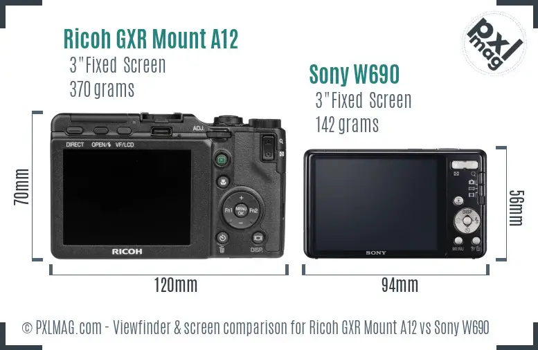 Ricoh GXR Mount A12 vs Sony W690 Screen and Viewfinder comparison