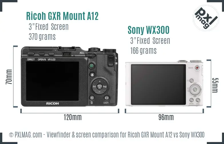 Ricoh GXR Mount A12 vs Sony WX300 Screen and Viewfinder comparison