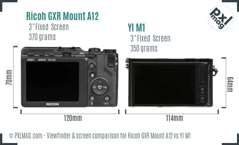 Ricoh GXR Mount A12 vs YI M1 Screen and Viewfinder comparison