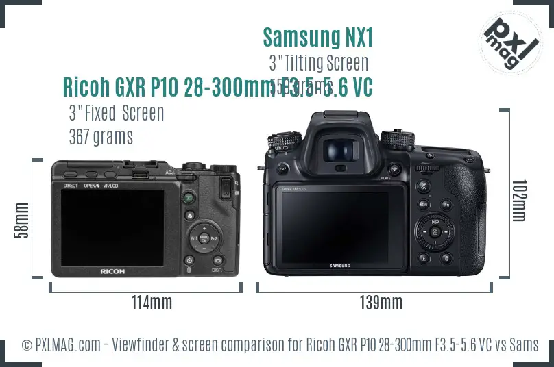 Ricoh GXR P10 28-300mm F3.5-5.6 VC vs Samsung NX1 Screen and Viewfinder comparison