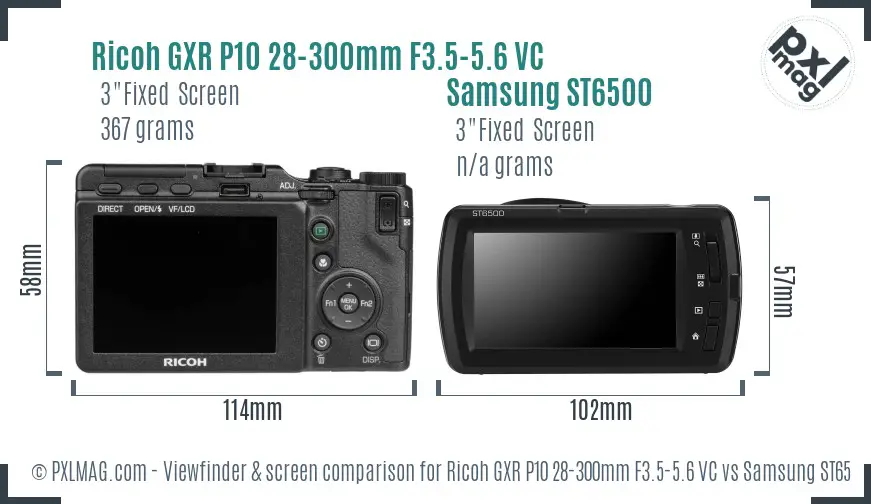 Ricoh GXR P10 28-300mm F3.5-5.6 VC vs Samsung ST6500 Screen and Viewfinder comparison