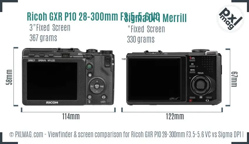 Ricoh GXR P10 28-300mm F3.5-5.6 VC vs Sigma DP1 Merrill Screen and Viewfinder comparison