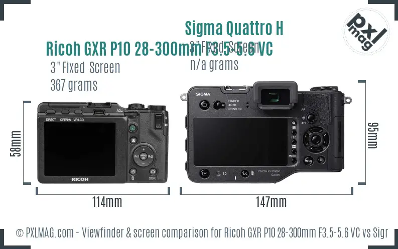 Ricoh GXR P10 28-300mm F3.5-5.6 VC vs Sigma Quattro H Screen and Viewfinder comparison