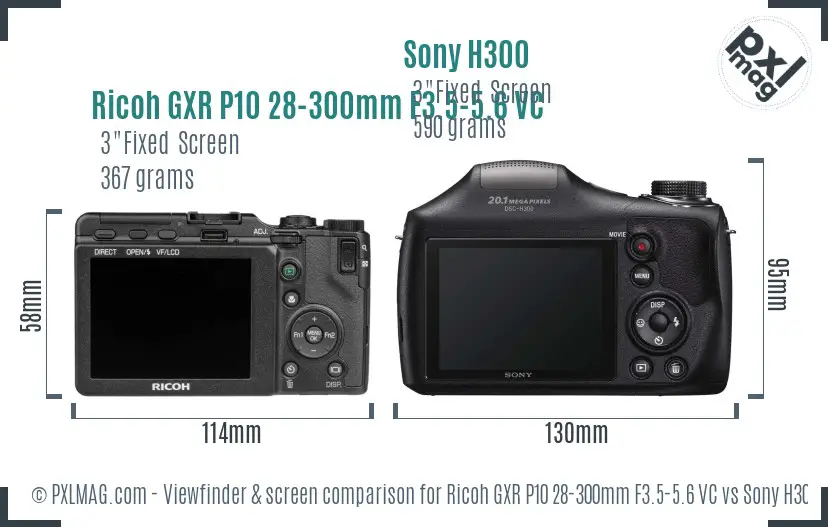 Ricoh GXR P10 28-300mm F3.5-5.6 VC vs Sony H300 Screen and Viewfinder comparison Ricoh GXR P10 28-300mm F3.5-5.6 VC vs Sony H300 Screen and Viewfinder comparison