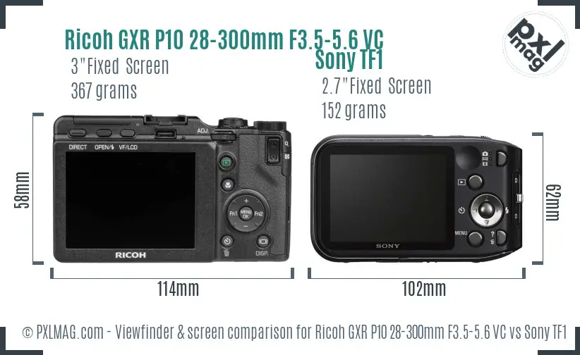 Ricoh GXR P10 28-300mm F3.5-5.6 VC vs Sony TF1 Screen and Viewfinder comparison