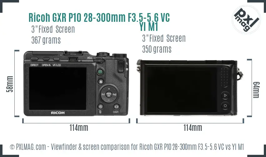 Ricoh GXR P10 28-300mm F3.5-5.6 VC vs YI M1 Screen and Viewfinder comparison