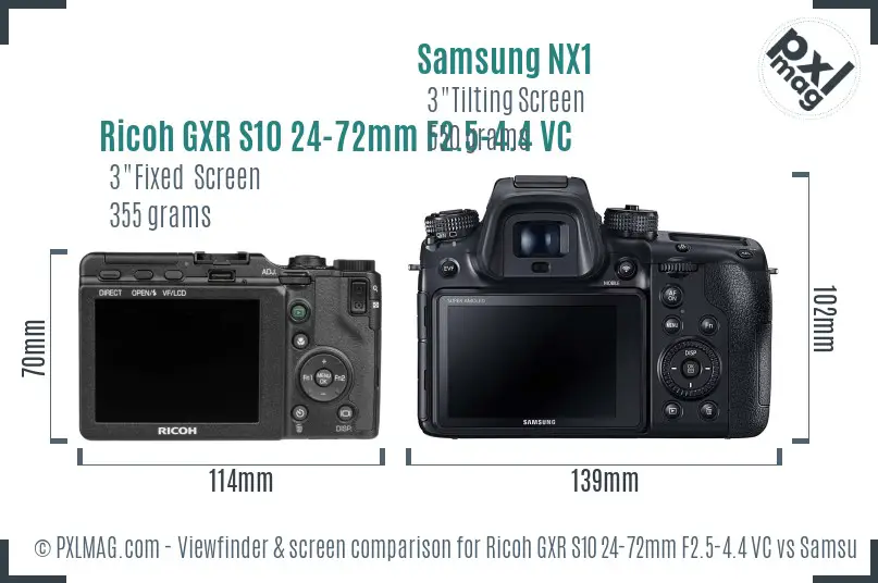 Ricoh GXR S10 24-72mm F2.5-4.4 VC vs Samsung NX1 Screen and Viewfinder comparison