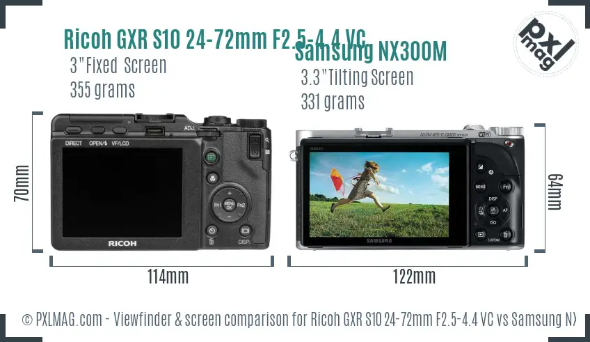 Ricoh GXR S10 24-72mm F2.5-4.4 VC vs Samsung NX300M Screen and Viewfinder comparison