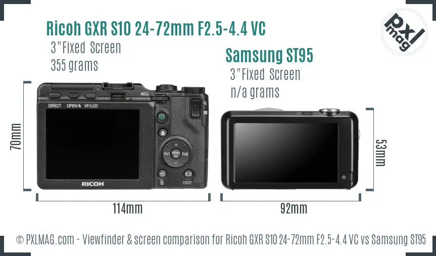 Ricoh GXR S10 24-72mm F2.5-4.4 VC vs Samsung ST95 Screen and Viewfinder comparison