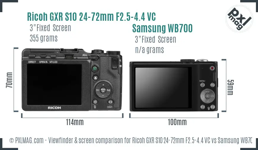 Ricoh GXR S10 24-72mm F2.5-4.4 VC vs Samsung WB700 Screen and Viewfinder comparison