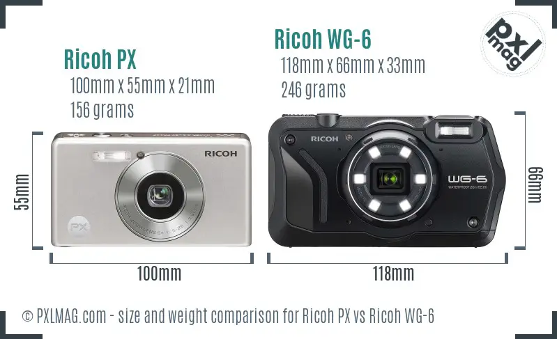 Ricoh PX vs Ricoh WG-6 size comparison