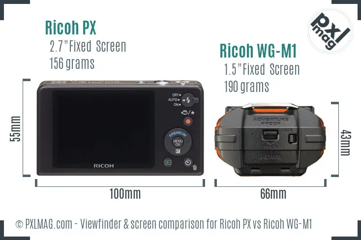 Ricoh PX vs Ricoh WG-M1 Screen and Viewfinder comparison