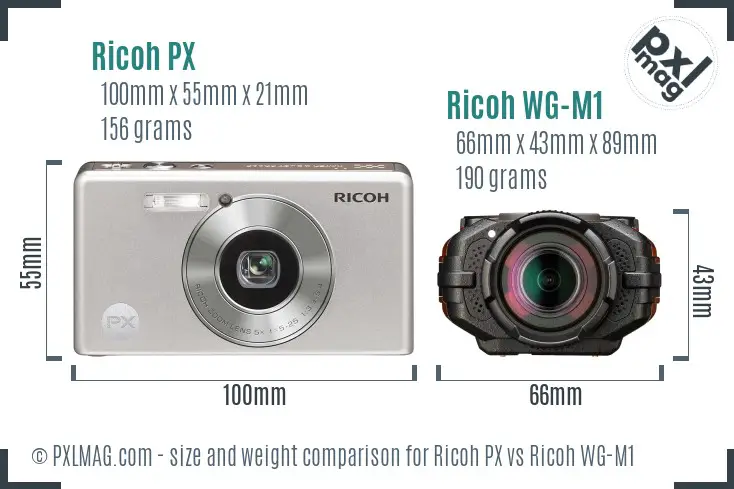 Ricoh PX vs Ricoh WG-M1 size comparison