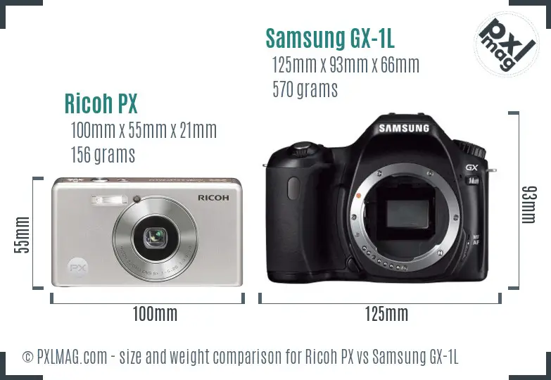 Ricoh PX vs Samsung GX-1L size comparison
