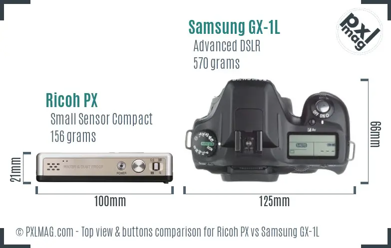 Ricoh PX vs Samsung GX-1L top view buttons comparison