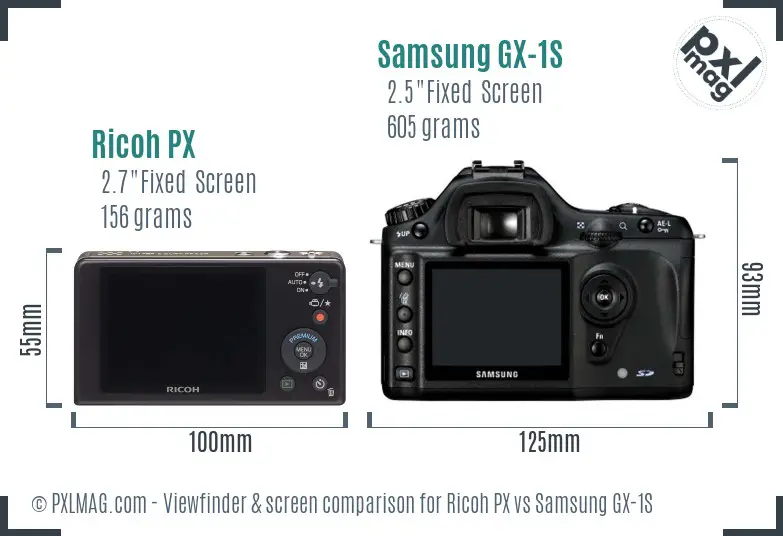 Ricoh PX vs Samsung GX-1S Screen and Viewfinder comparison