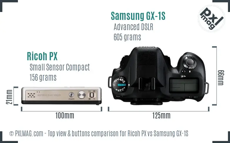 Ricoh PX vs Samsung GX-1S top view buttons comparison