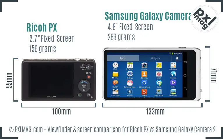 Ricoh PX vs Samsung Galaxy Camera 2 Screen and Viewfinder comparison