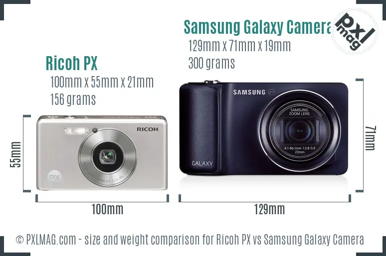 Ricoh PX vs Samsung Galaxy Camera size comparison
