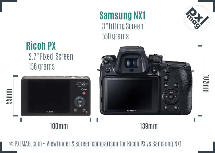 Ricoh PX vs Samsung NX1 Screen and Viewfinder comparison