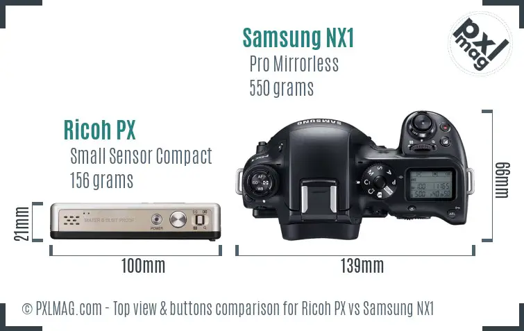 Ricoh PX vs Samsung NX1 top view buttons comparison