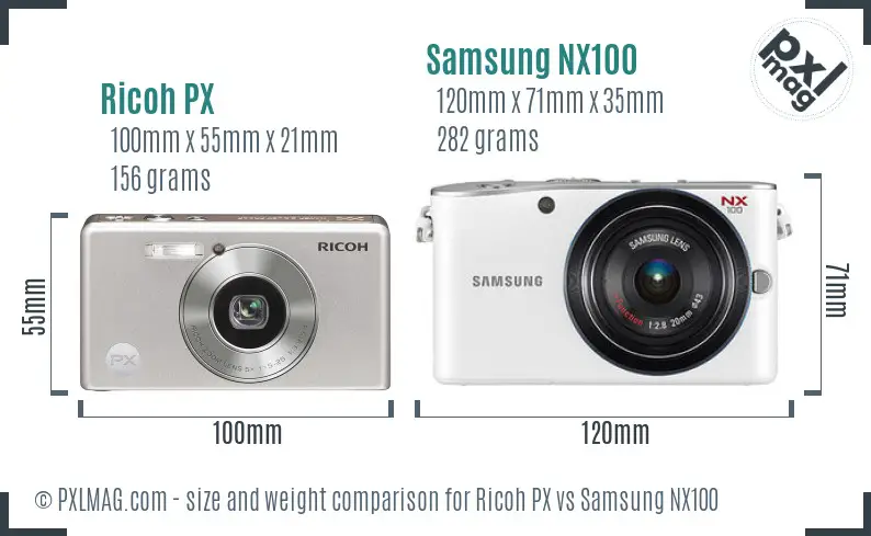 Ricoh PX vs Samsung NX100 size comparison