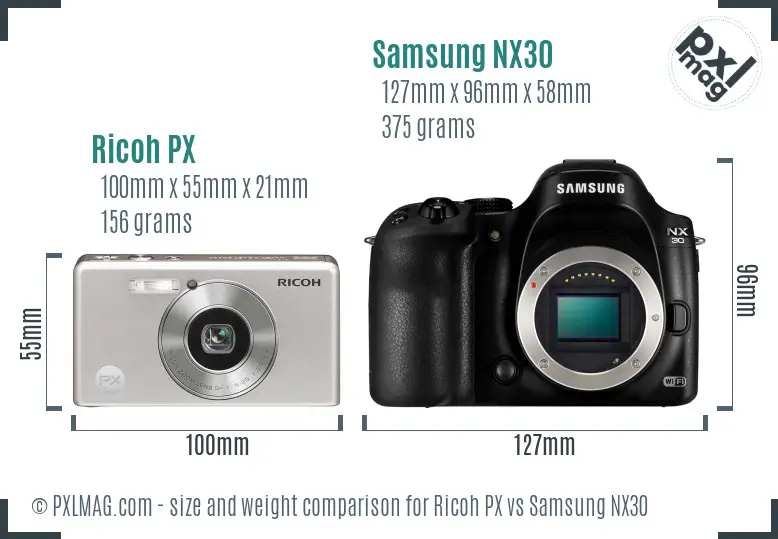 Ricoh PX vs Samsung NX30 size comparison